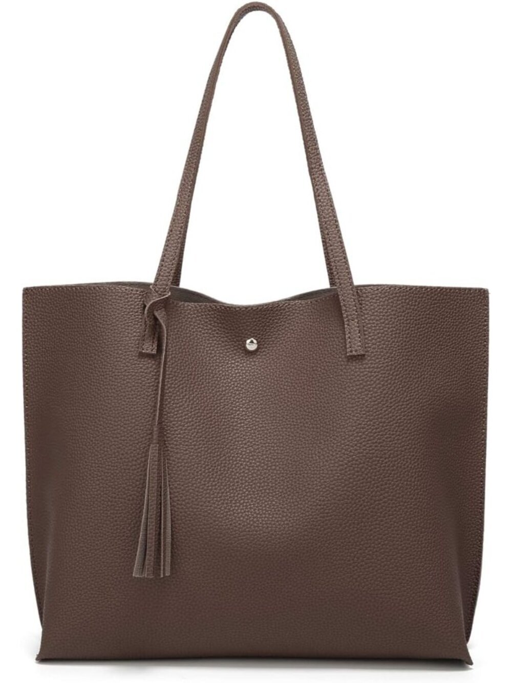 Women’s Coffee Soft Faux Leather Tote Bag Tassel Large Shoulder Purse